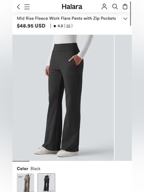 Halara Viral Work Pant Mid-Rise Fleece Lined Work Flare Pants -Black MSRP $48.95